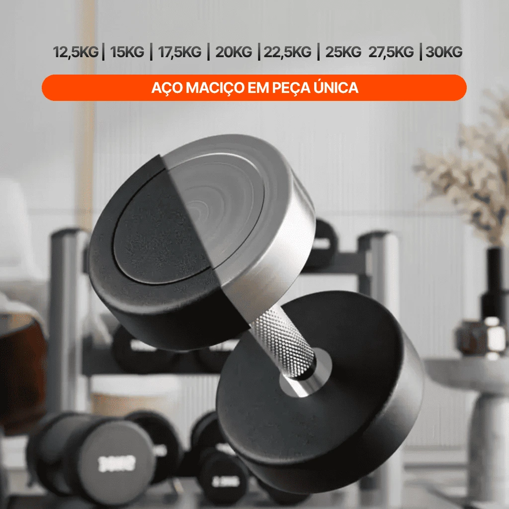 Kit Profissional 8 Pares Halteres Redondos (12,5kg a 30kg) Suporte Horizontal (6)